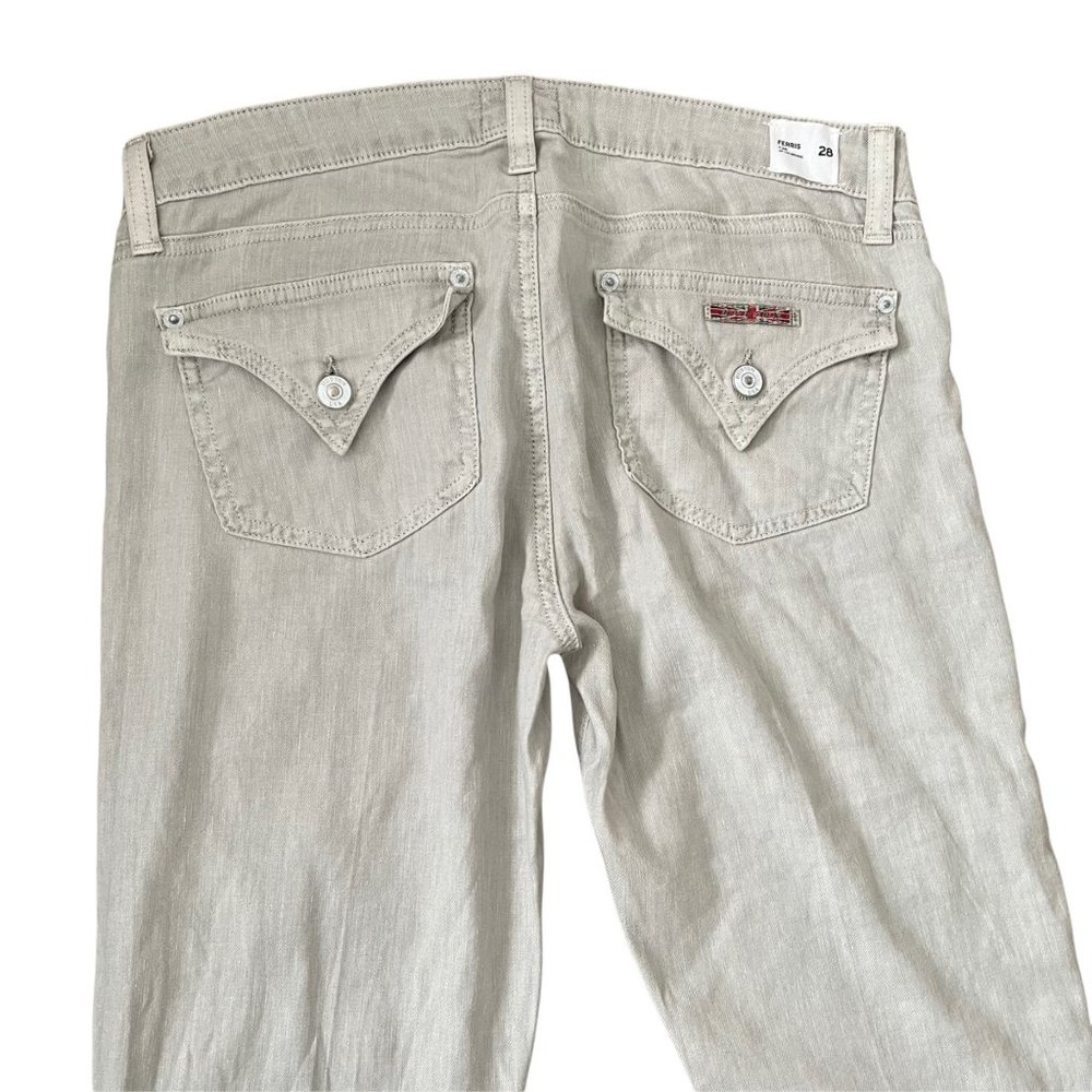 Hudson linen blend light gray cream wide leg Jean 28